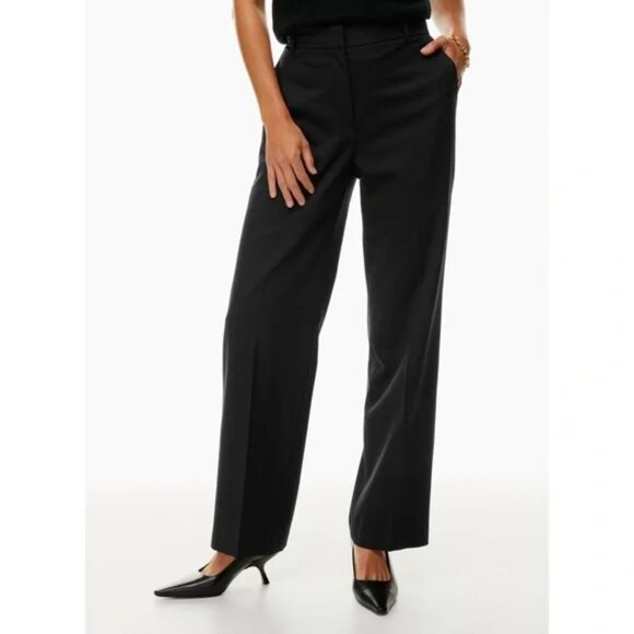 Aritzia Babaton Agency Wool Pant High Waisted Wool Twill Trousers Black Size 4 - Picture 3 of 10